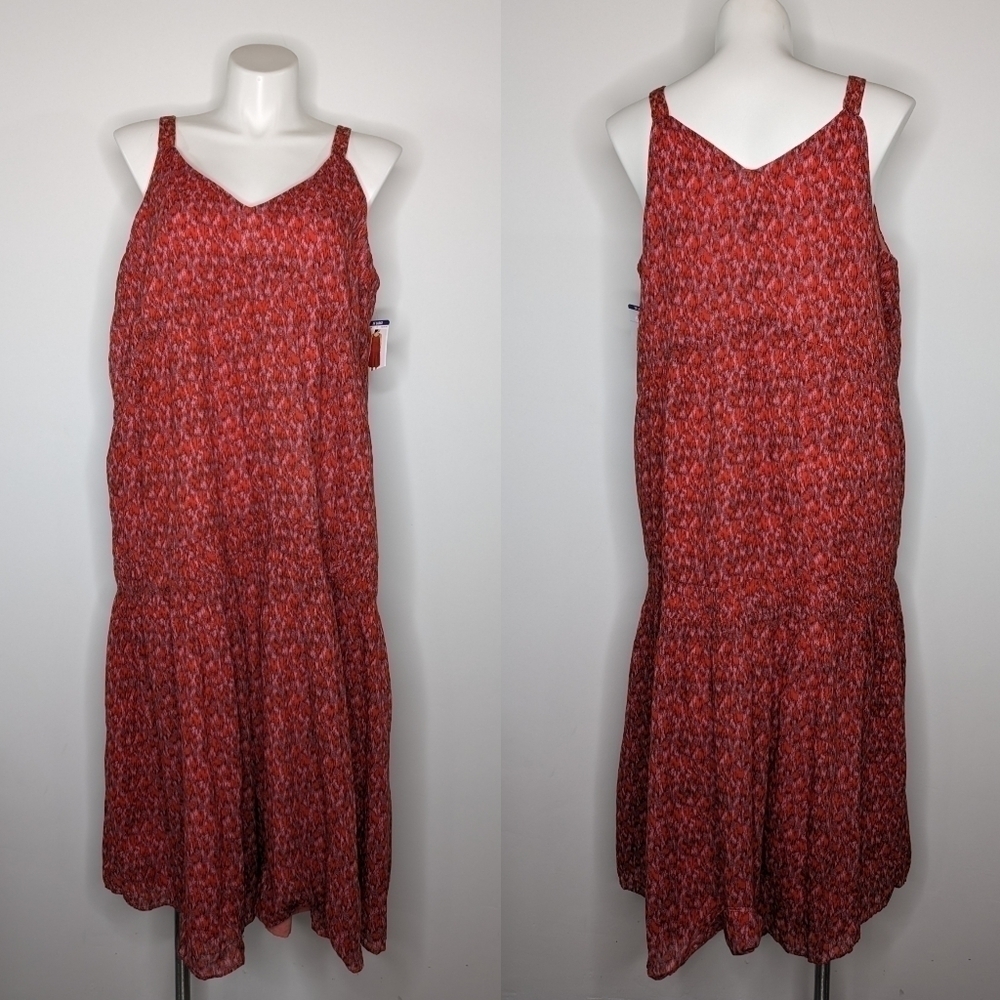 NWT Joie red pink sleeveless v neck maxi summer dress XXL